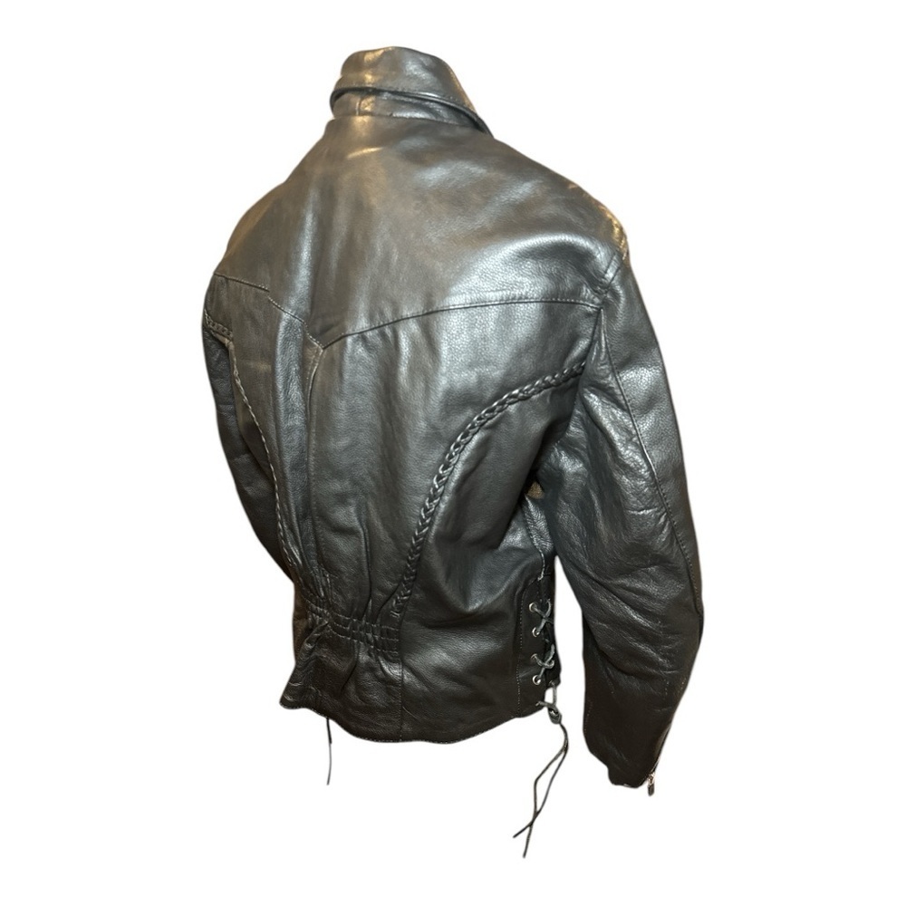 Vintage Black Oversized Xena Interstate Leather Moto Biker Jacket S - Picture 9 of 16